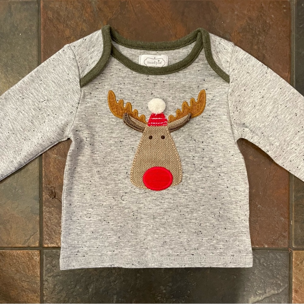 EUC Mud Pie Rudolph the Red-Nosed Reindeer Christmas shirt, size 3-6M